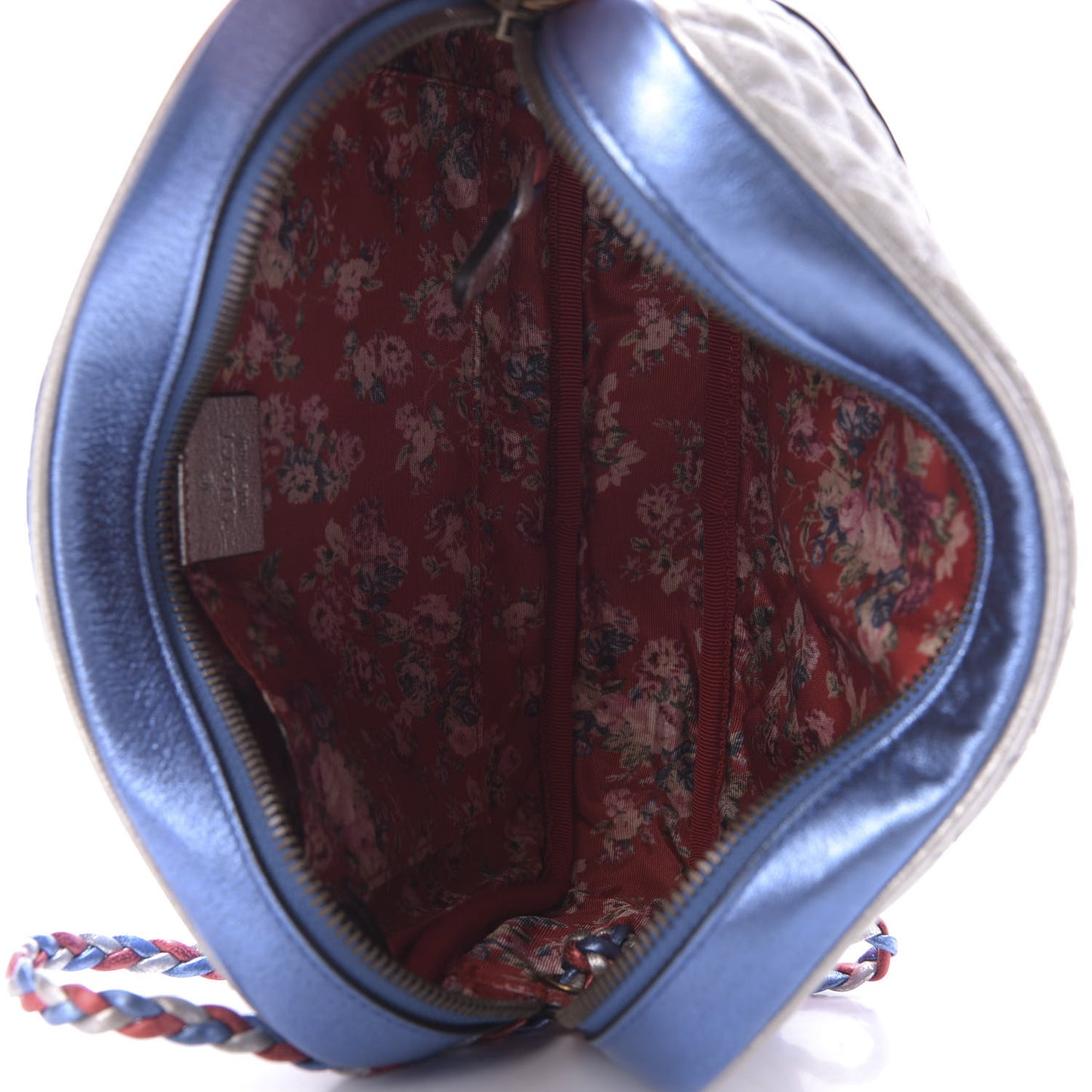 Laminated Nappa Trapuntata Small Zumi Shoulder Bag Rosso Marine Argento