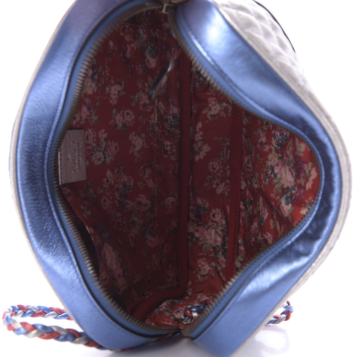Gucci Laminated Nappa Trapuntata Small Zumi Shoulder Bag Rosso Marine Argento 5 of 9