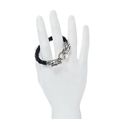 John Hardy Sterling Silver Leather Naga Dragon Legend Bracelet Black 2 of 4