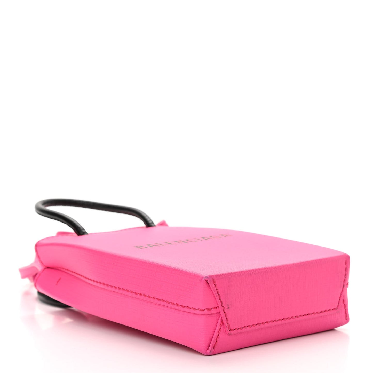 Squared Calfskin Logo Shopping Phone Holder Bag Acid Fuchsia