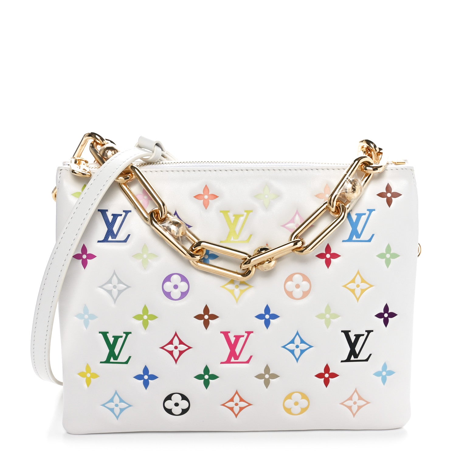 Louis Vuitton LV x TM Lambskin Embossed Monogram Coussin PM White Multicolor 1 of 9