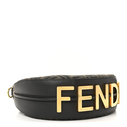 Fendi Fabric Jacquard Vitello Grace FF 1974 Small Fendigraphy Hobo Bag Tobacco Moro Ebano 4 of 15