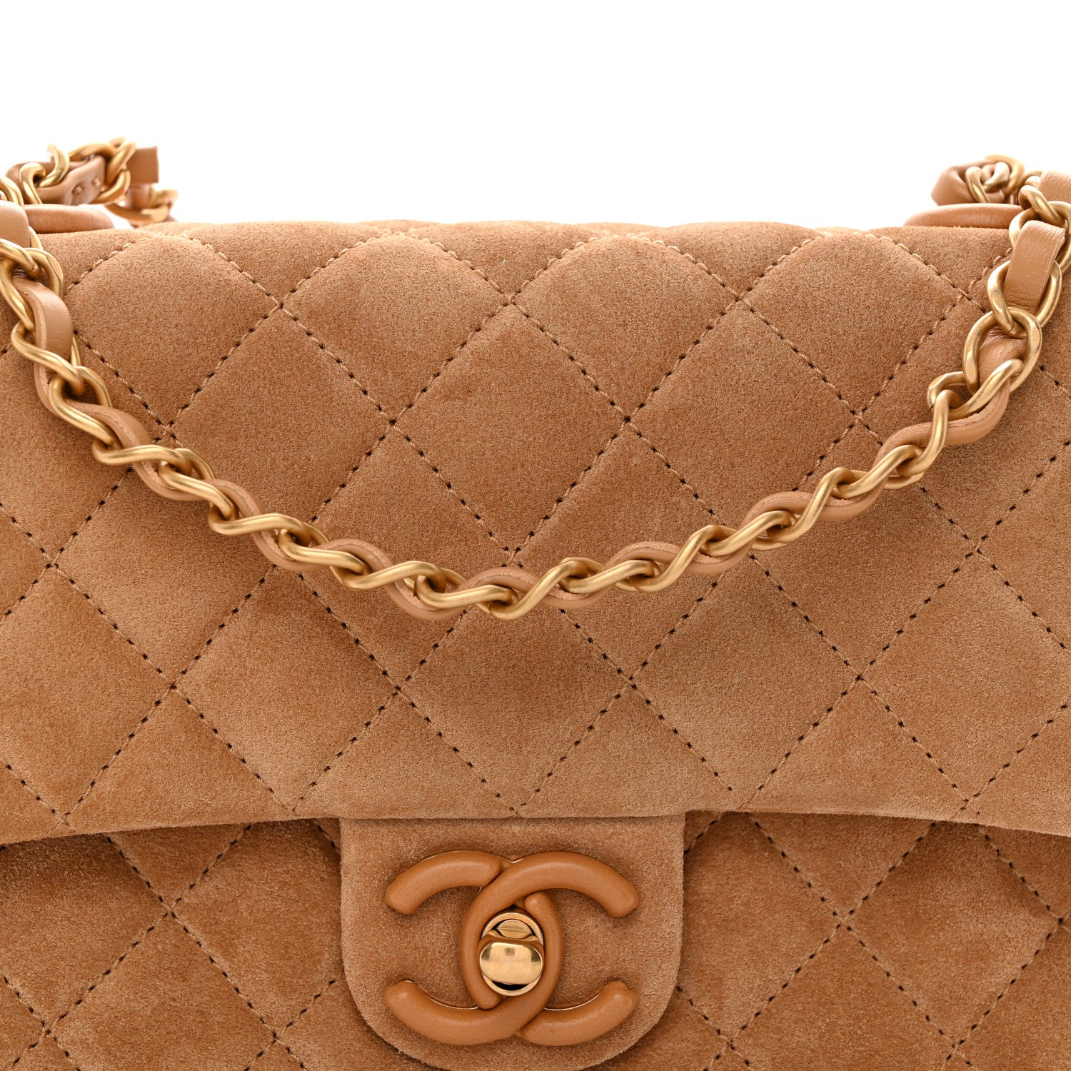 Chanel Suede Quilted Mini Flap Dark Beige 8 of 11
