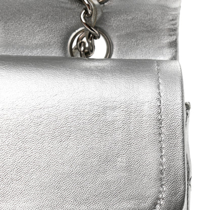 Chanel Metallic Lambskin Quilted Medium Double Flap Silver 9 of 16