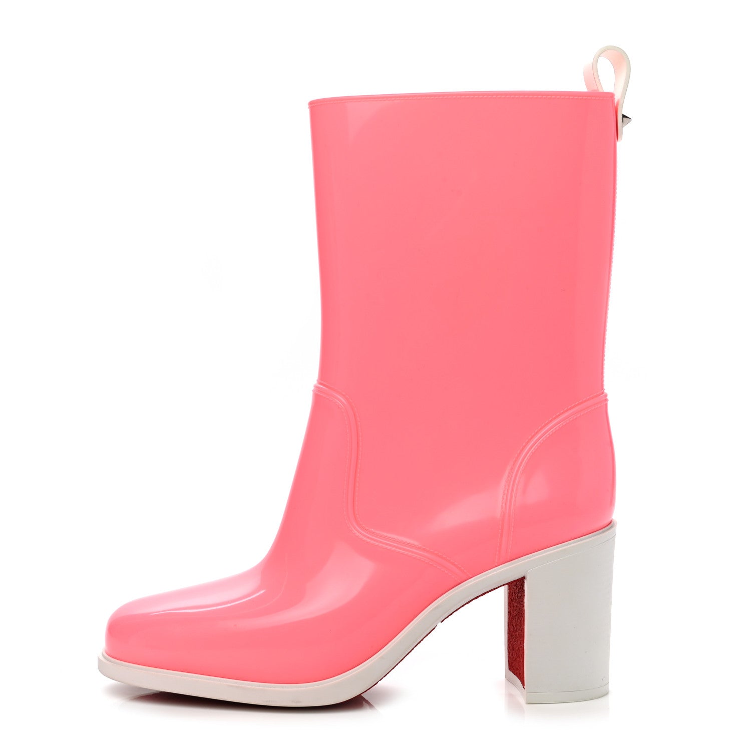 Christian Louboutin PVC Loubirain 70MM Rain Boots 40 Bubble Gum 1 of 8
