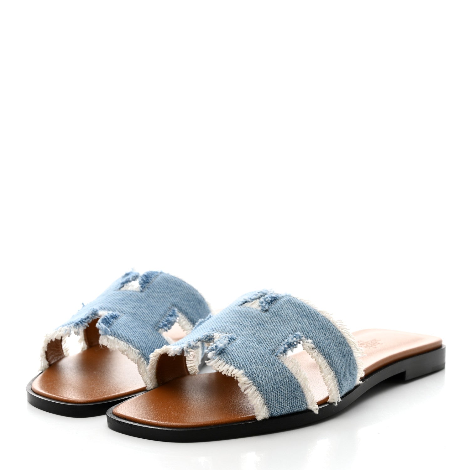 Hermes Denim Oran Fringe Sandals 36 Bleu Clair 3 of 12