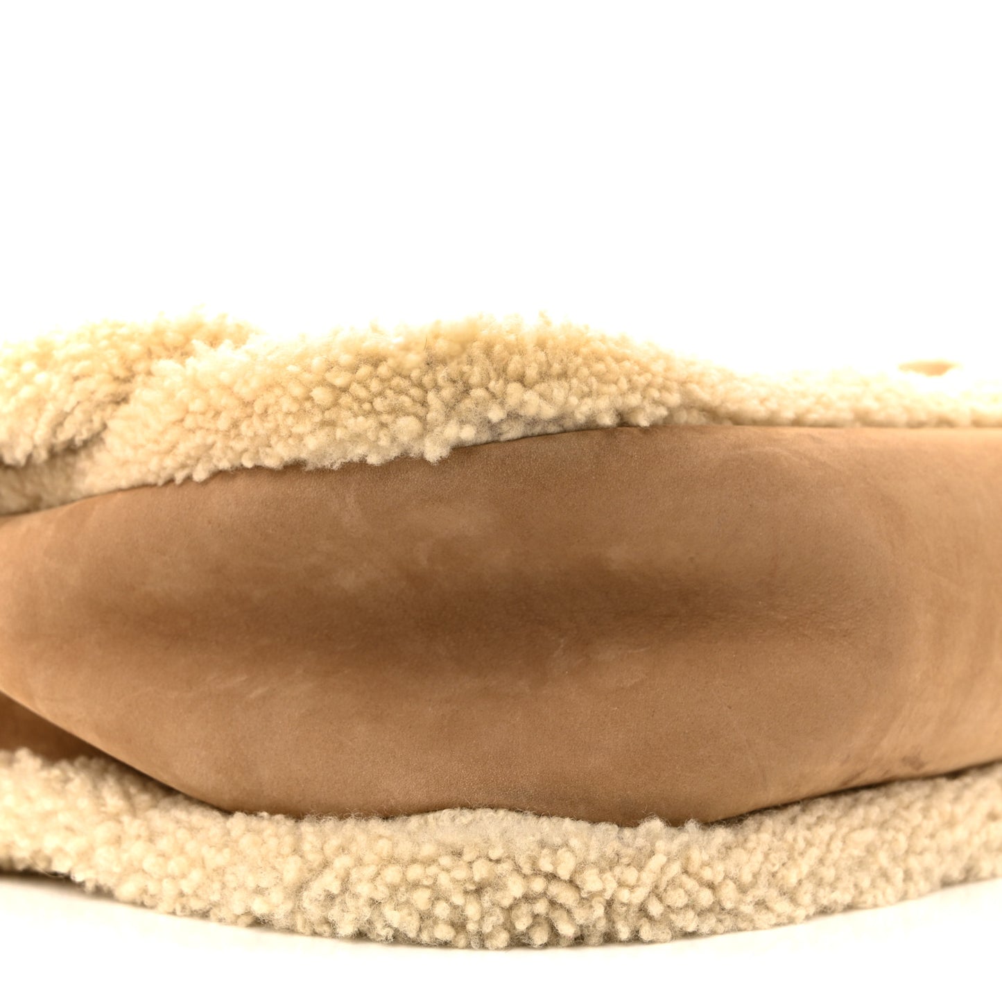 Nubuck Shearling Monogram Medium Niki Chain Satchel Ivory Natural Tan