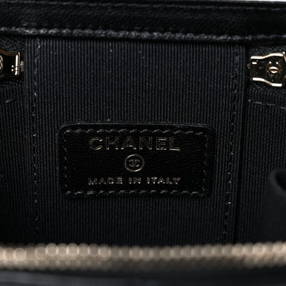 Chanel Lambskin Quilted Top Handle Mini Vanity Case With Chain Black 5 of 10