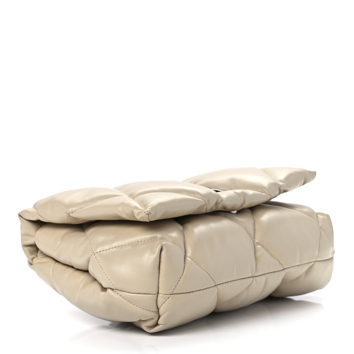 Balenciaga Nappa Calfskin Quilted Touch B Puffy Clutch Light Beige 3 of 10