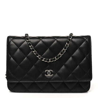 Chanel Lambskin Quilted Wallet On Chain WOC Black 1 of 12