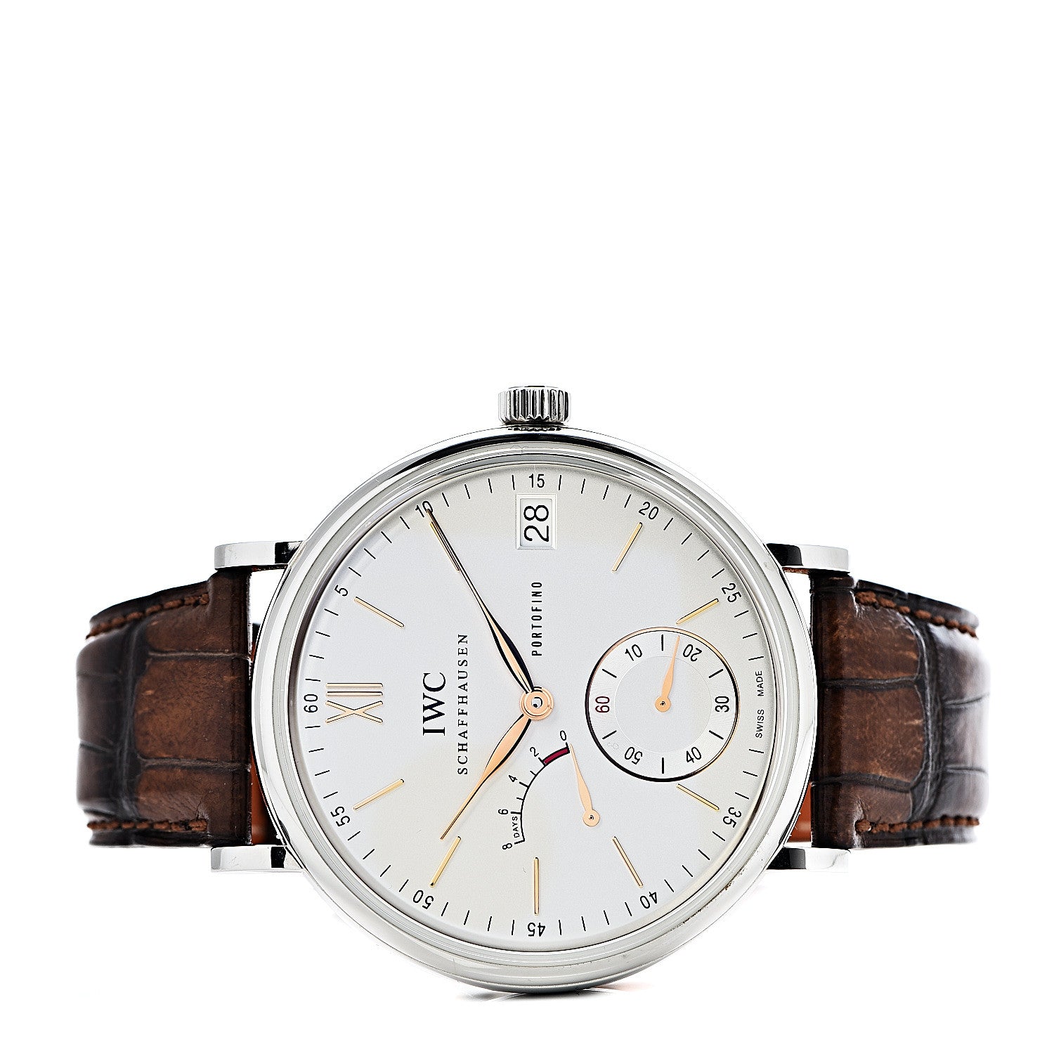 IWC Stainless Steel 18K Rose Gold Alligator 45mm Portofino Manual Winding Watch IW510103 3 of 9