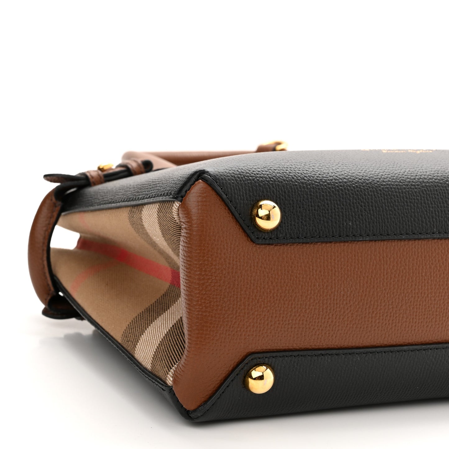 Derby Calfskin House Check Small Banner Tote Black Tan