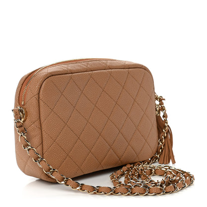 Chanel Iridescent Caviar Quilted Coco Tassel Camera Case Beige 2 of 9