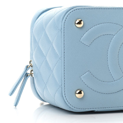 Chanel Caviar Quilted Top Handle Vanity Case With Chain Blue 10 of 12