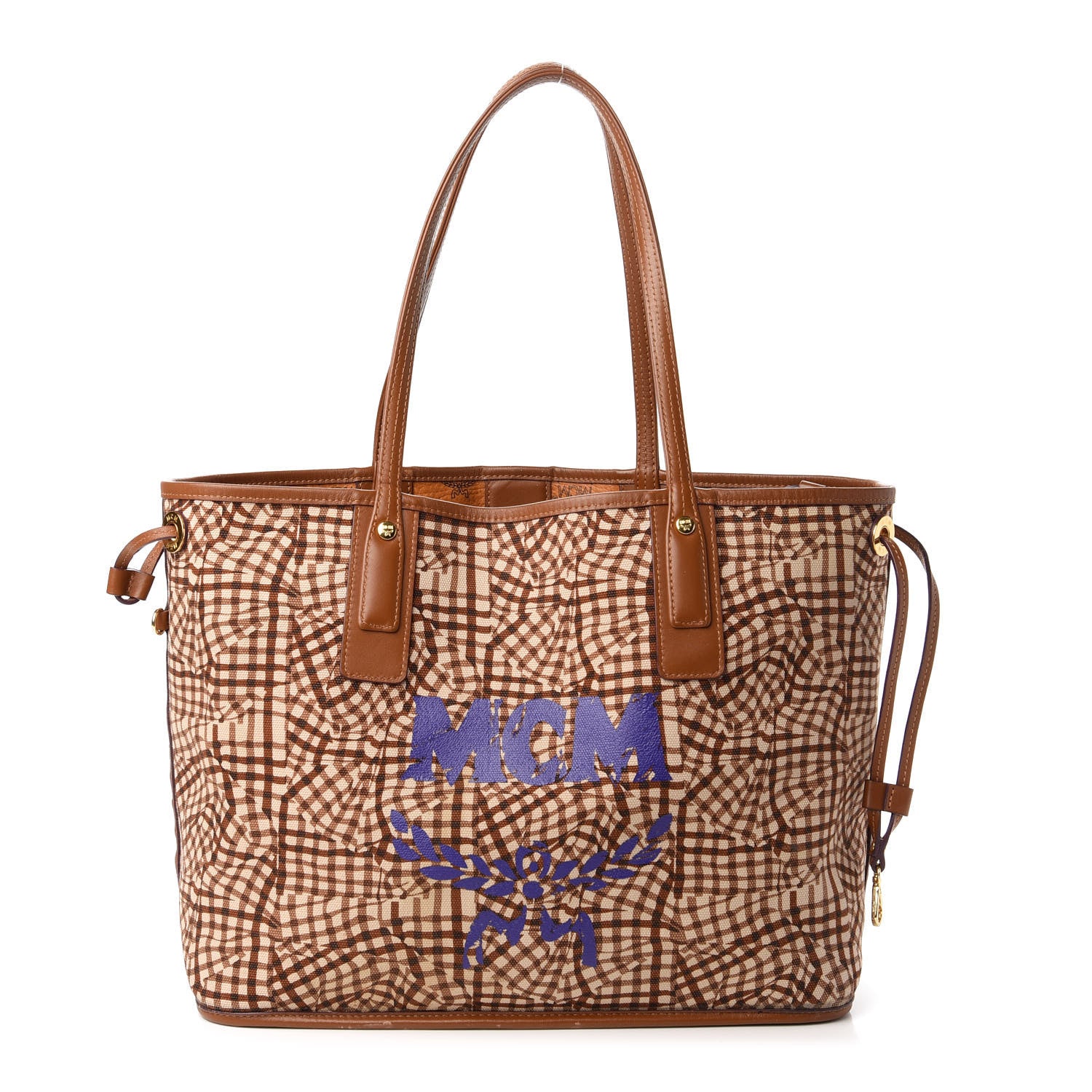 MCM Visetos Medium Liz Reversible Shopper Tote Cognac 9 of 15