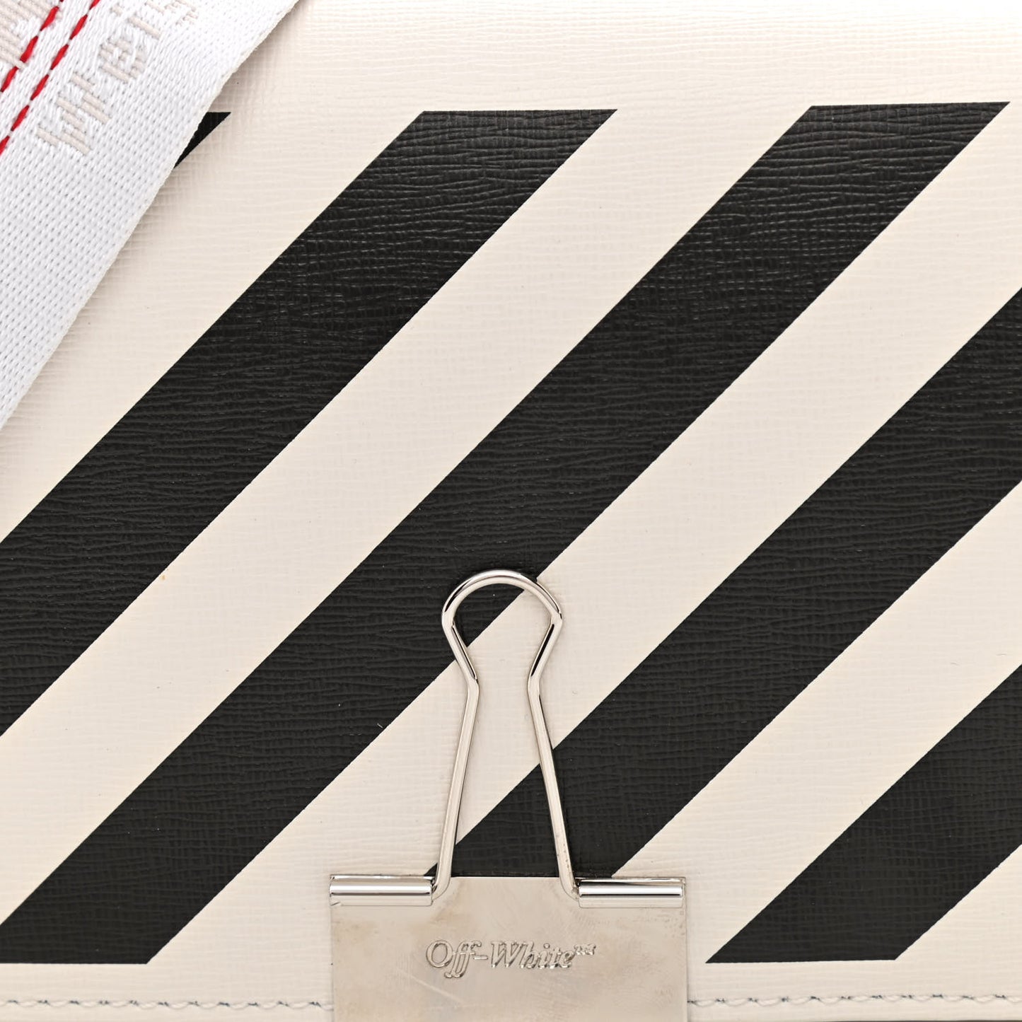Saffiano Striped Mini Diag Binder Clip Bag White Black