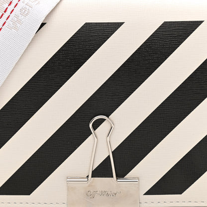 Off-White Saffiano Striped Mini Diag Binder Clip Bag White Black 8 of 10
