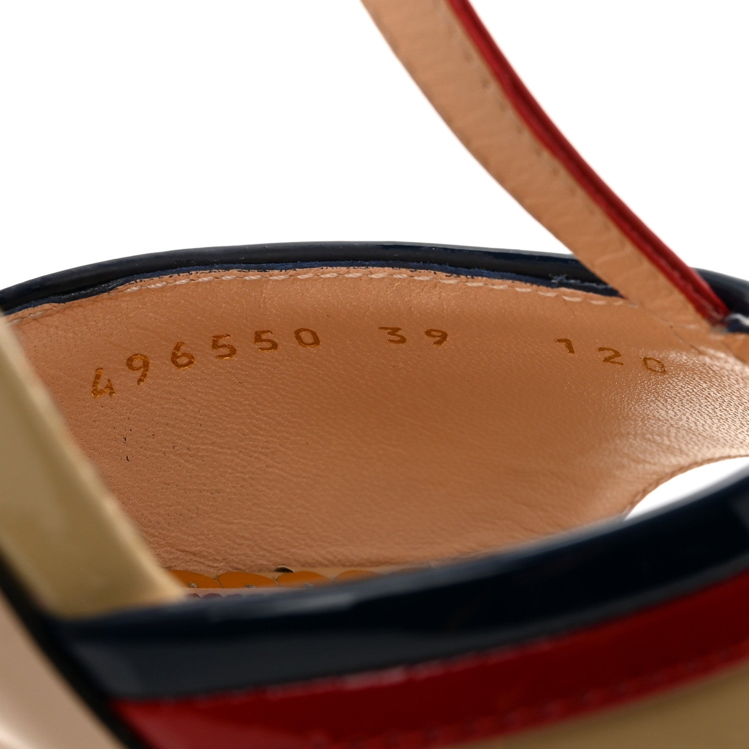 Gucci Patent Millie Platform Ankle Strap Sandals 39 Red Blue Agata Sandstorm 9 of 9