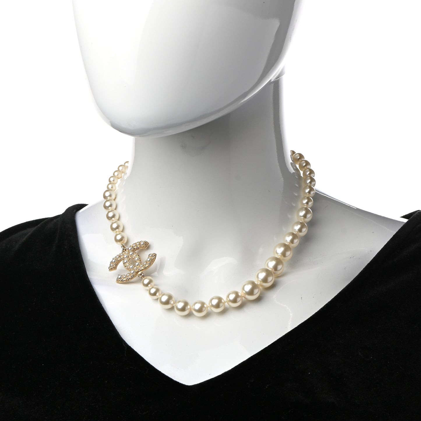 Pearl CC 100th Anniversary Necklace Light Gold
