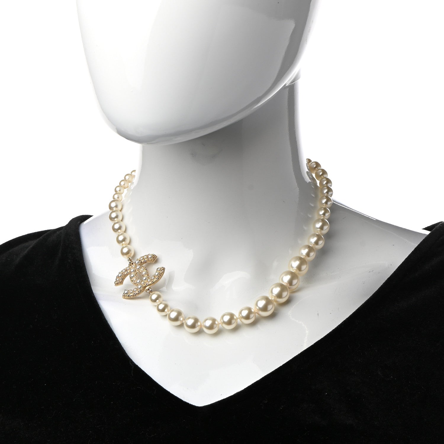 Chanel Pearl CC 100th Anniversary Necklace Light Gold 2 of 8