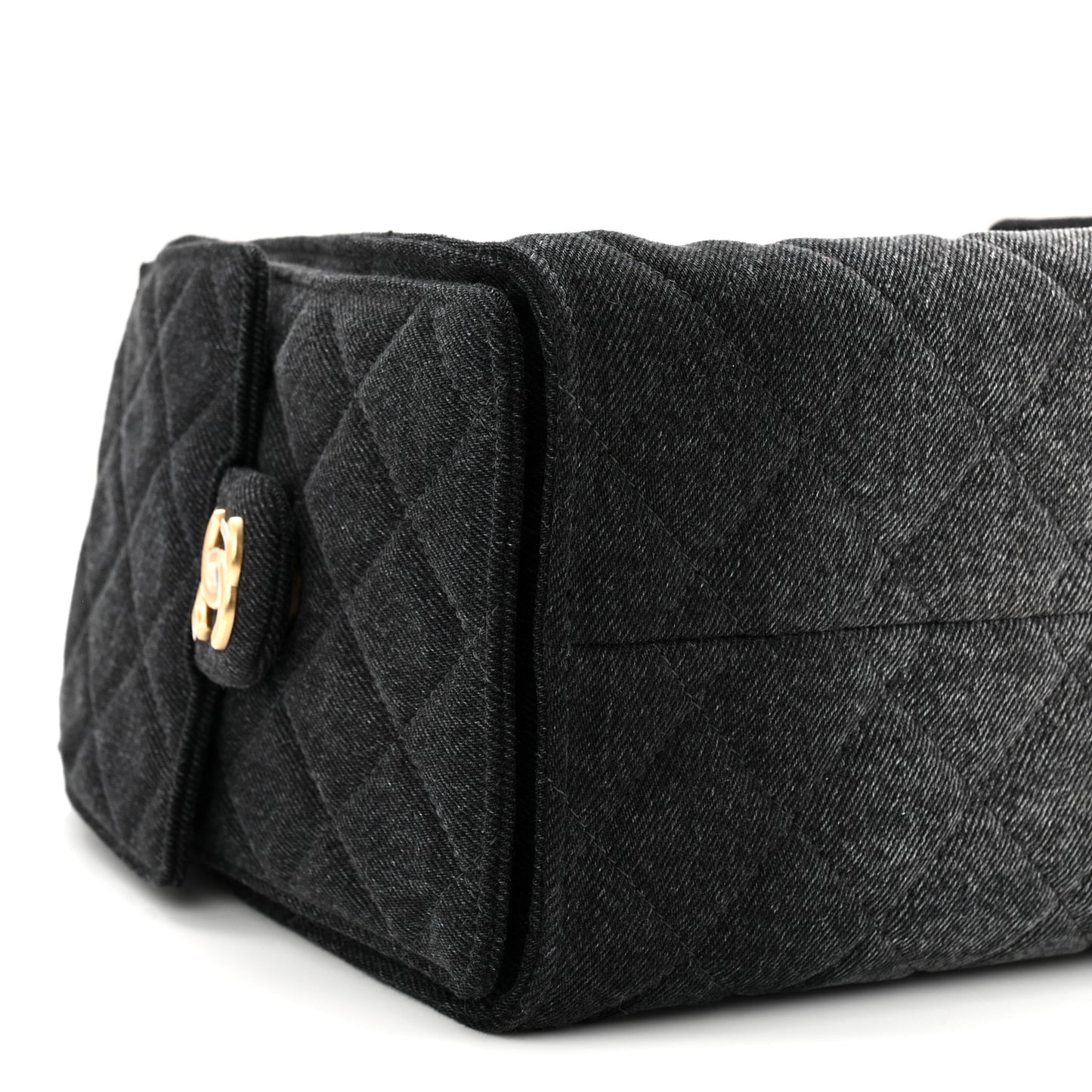 Washed Denim Quilted Small Chanel 25 Handbag Black