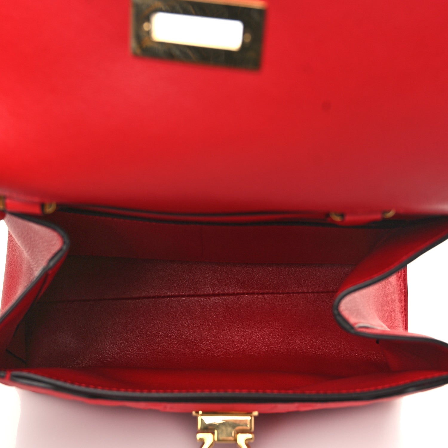 Salvatore Ferragamo Calfskin Gancini Embossed Trifolio Top Handle Bag Lipstick 5 of 8