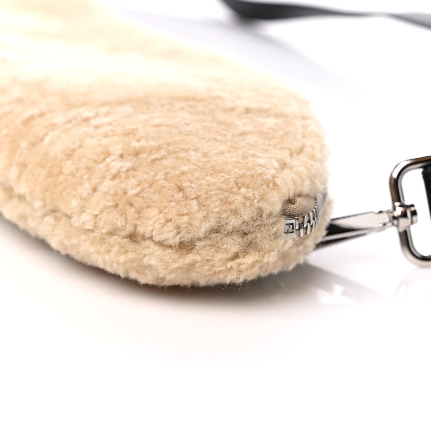 Fendi Sheepskin Baguette Bread Pouch Beige Panna 10 of 10