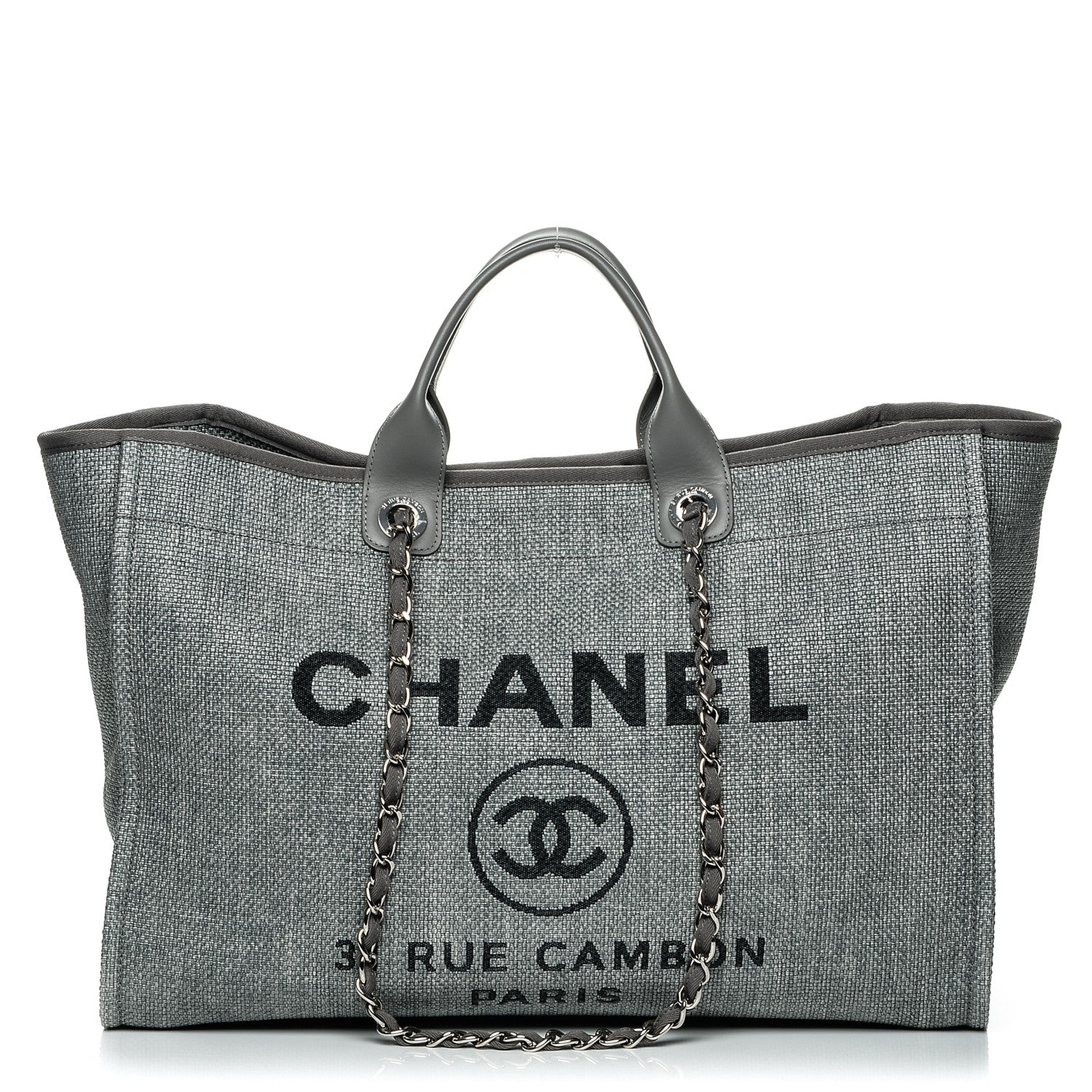 Chanel Canvas Large Deauville Tote Grey 1 of 8