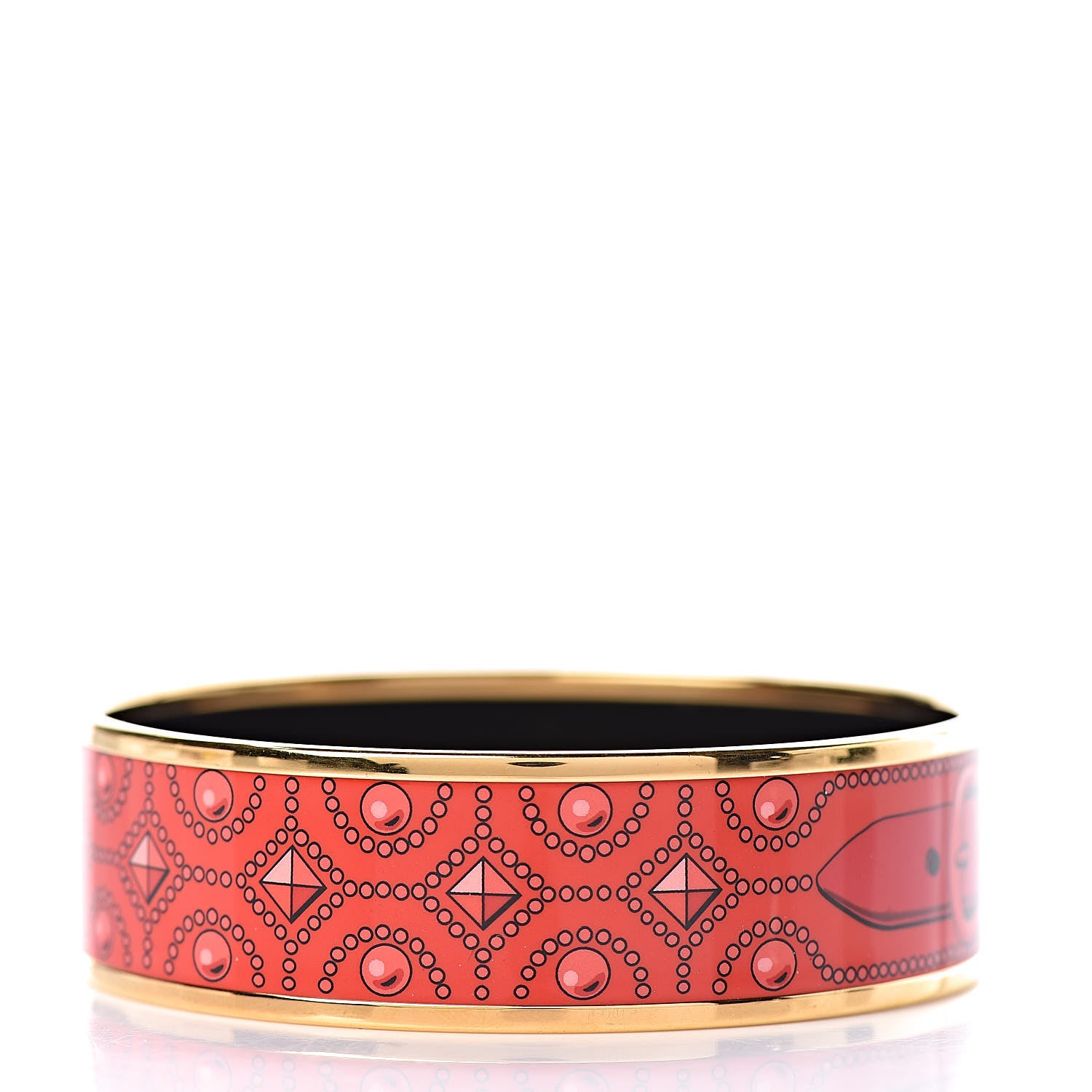 Hermes Enamel Printed Colliers de Chiens Wide Bracelet 65 3 of 6