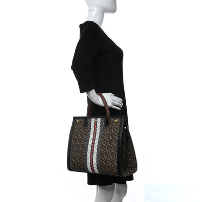 Burberry E-Canvas Monogram Stripe Medium Title Bag Bridle Brown 2 of 10
