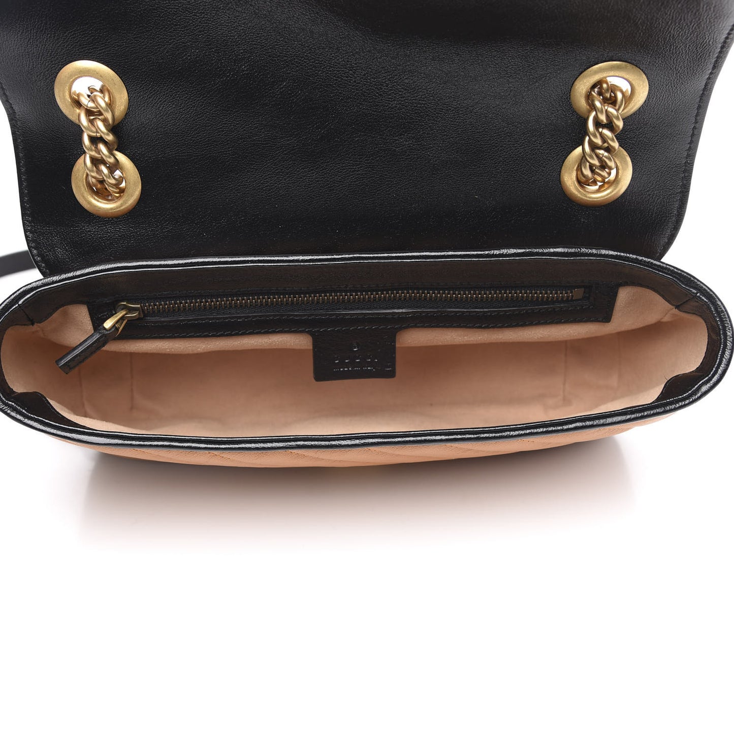Vintage Effect Calfskin Matelasse Diagonal Small Torchon GG Marmont Shoulder Bag Cognac Black