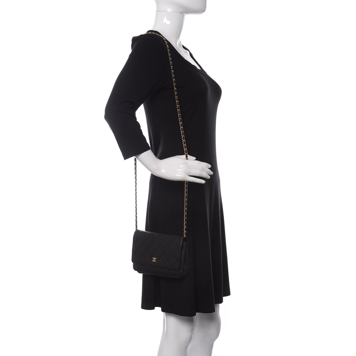 Caviar Quilted Wallet On Chain WOC Black