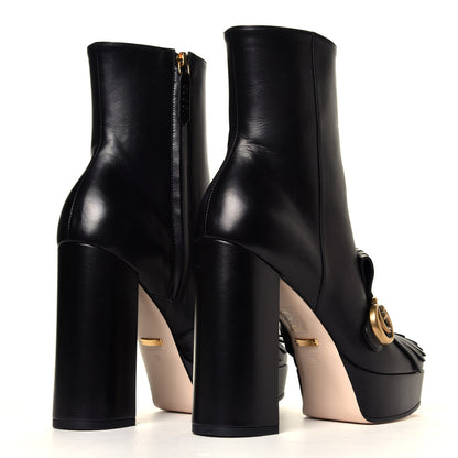 Gucci Malaga Kid GG Marmont Fringe Platform Ankle Boots 39 Black 3 of 5