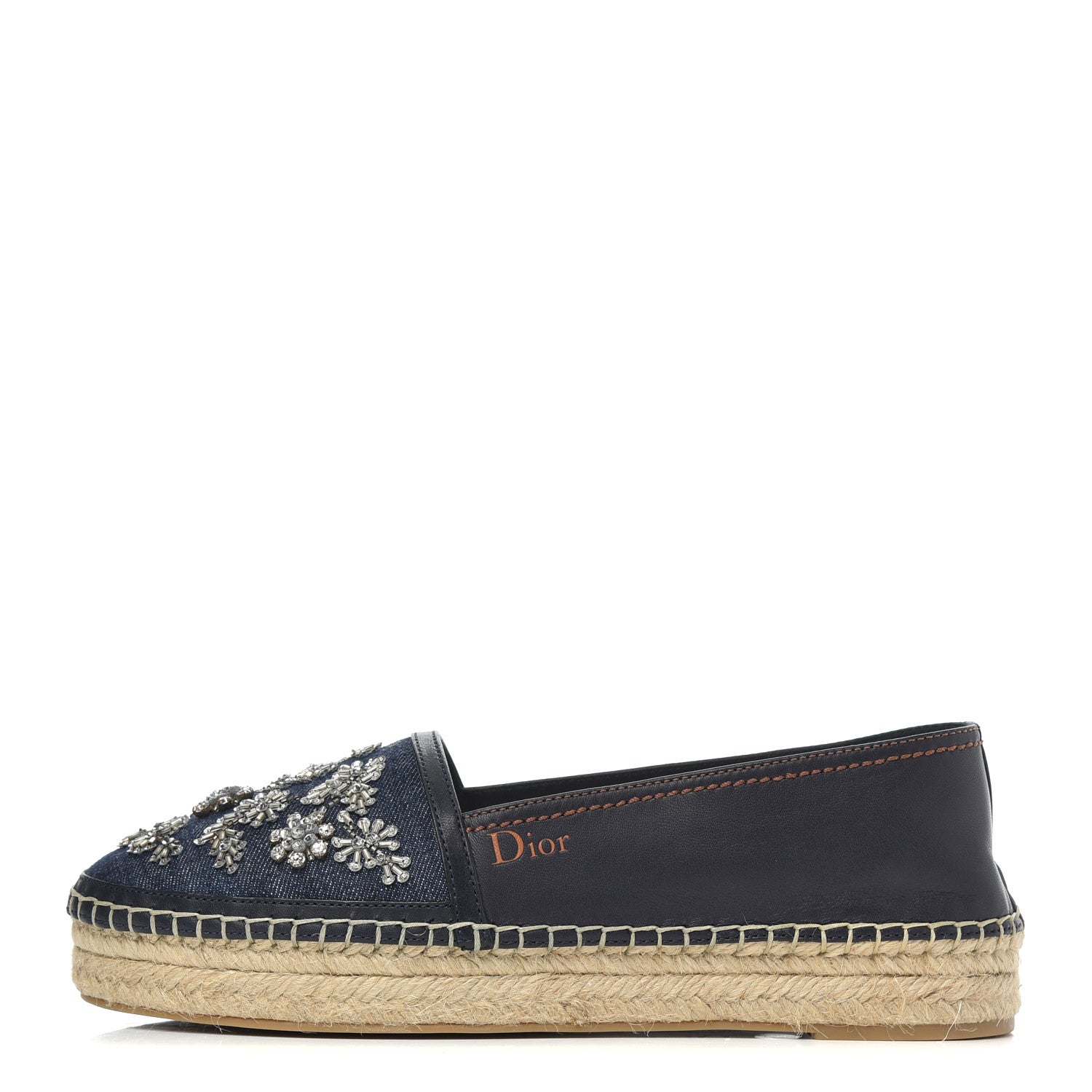 Christian Dior Denim Embroidered Riviera Espadrilles 37 Bleu Jean 1 of 9