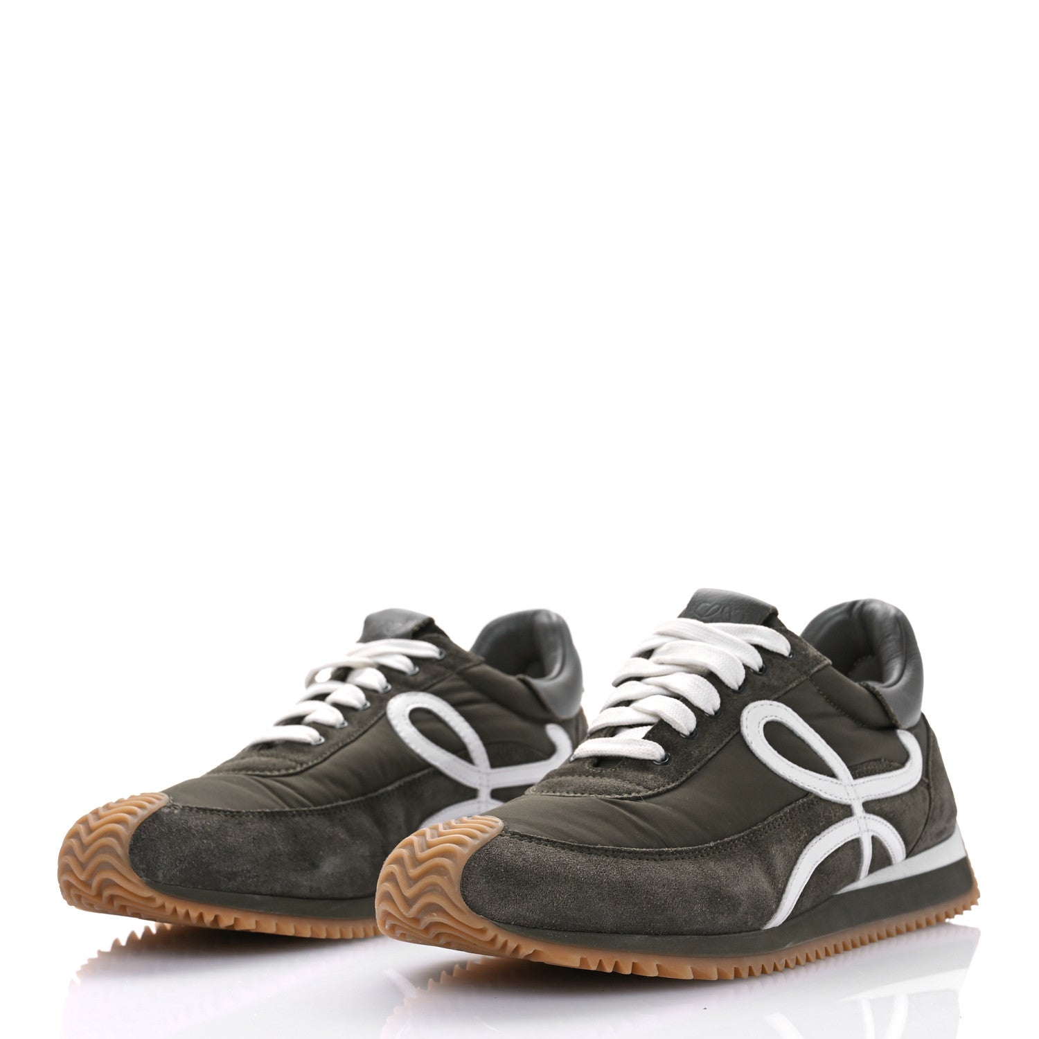 Loewe Nylon Suede Flow Runners Sneakers 40 Khaki 3 of 9
