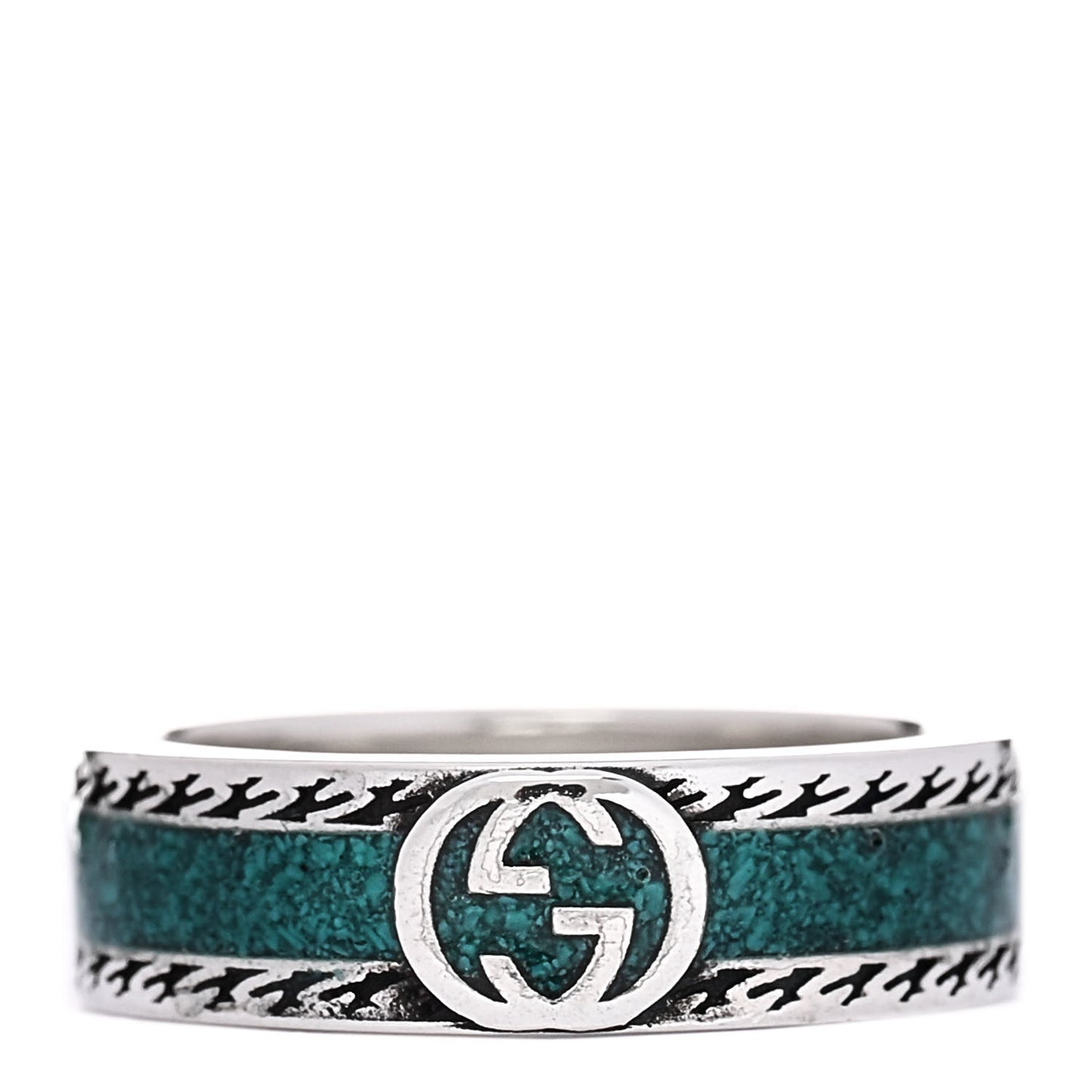 Sterling Silver Resin Interlocking G Ring 57 8 Turquoise