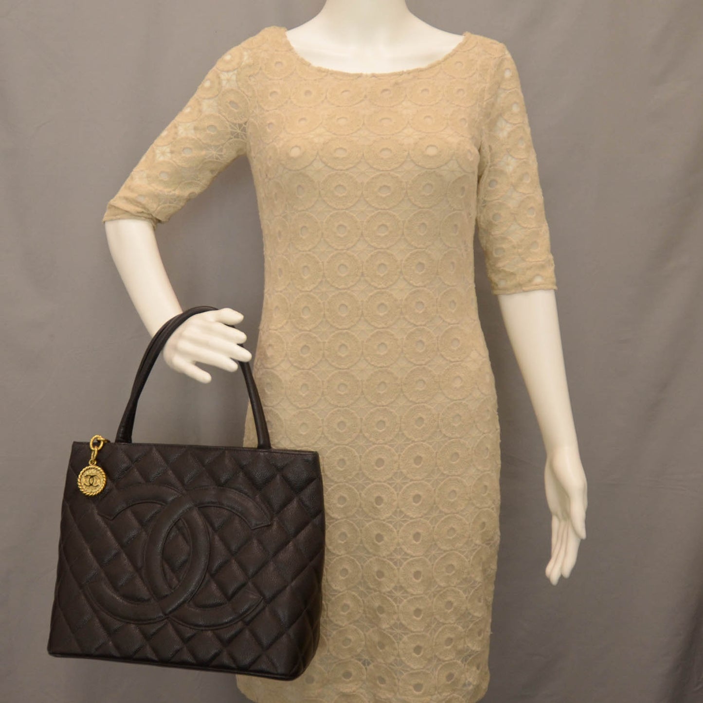 Caviar Medallion Tote Black