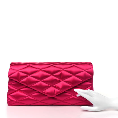 Saint Laurent Satin Quilted Sade Puffer Envelope Clutch Bubblegum 2 of 9