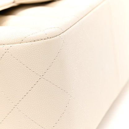Chanel Caviar Quilted Jumbo Double Flap White 11 of 13