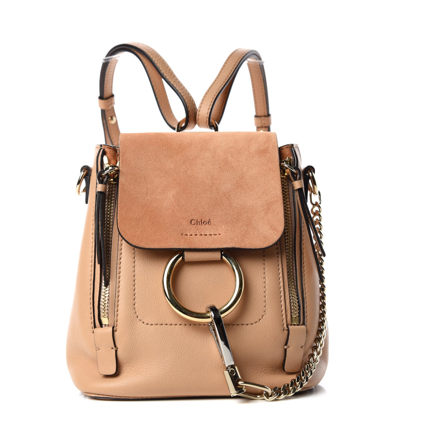 Suede Calfskin Mini Faye Backpack Blush Nude