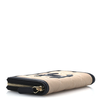 Chanel Caviar Quilted Small Filigree Zip Around Wallet Beige Black 4 of 8