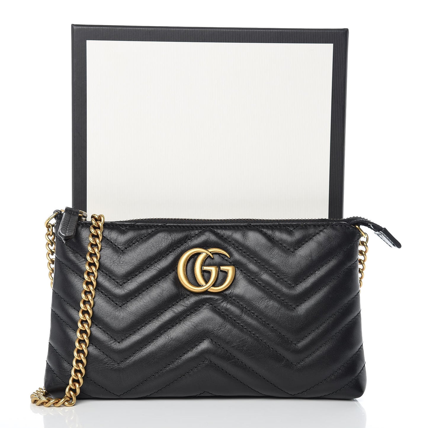 Calfskin Matelasse Mini GG Marmont Chain Bag Black