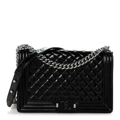 Chanel Patent Calfskin Quilted New Medium Plexiglass Boy Flap Black 1 of 13