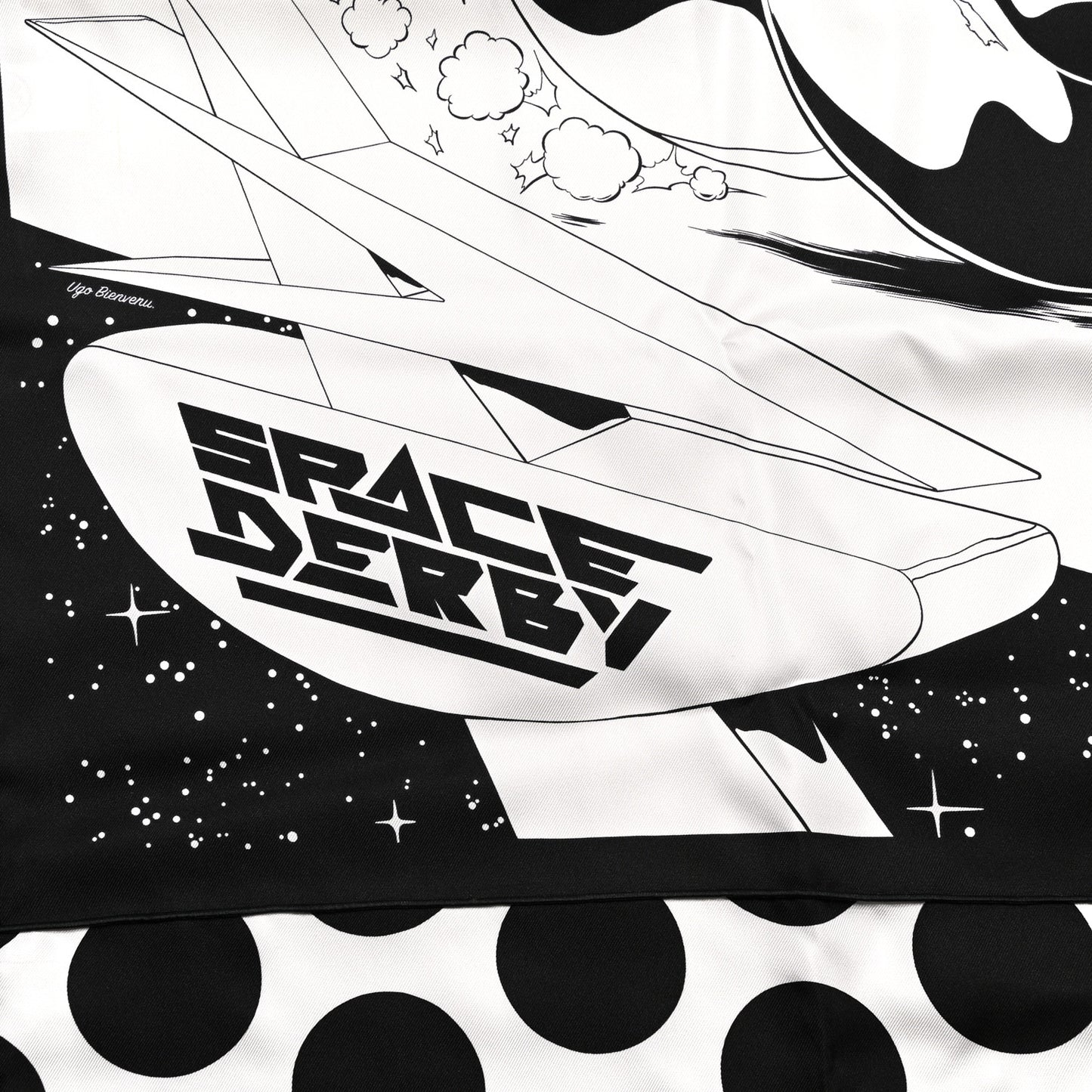 Silk Space Derby Muffler Black White