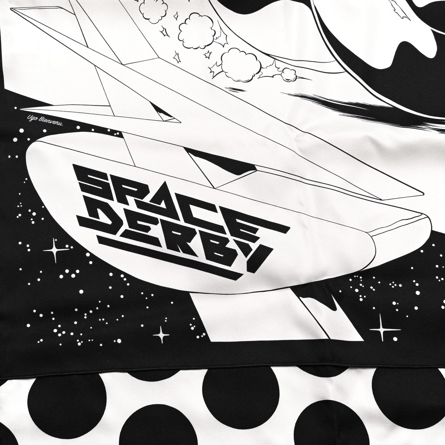 Hermes Silk Space Derby Muffler Black White 3 of 6