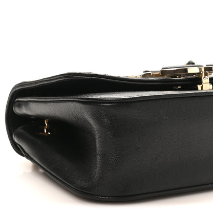 Chanel Calfskin Chevron Beaded Chain Mini Square Flap Black 9 of 10