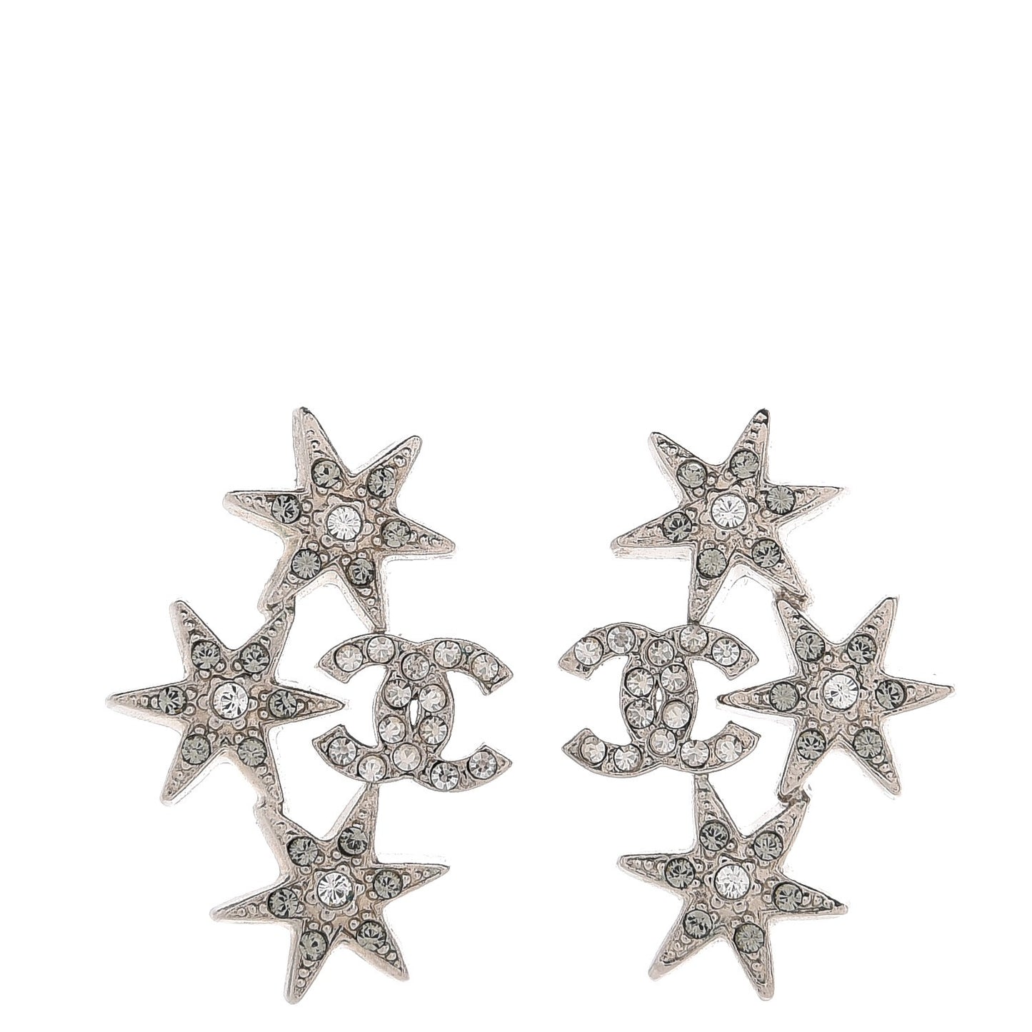 Crystal CC Star Earrings Silver