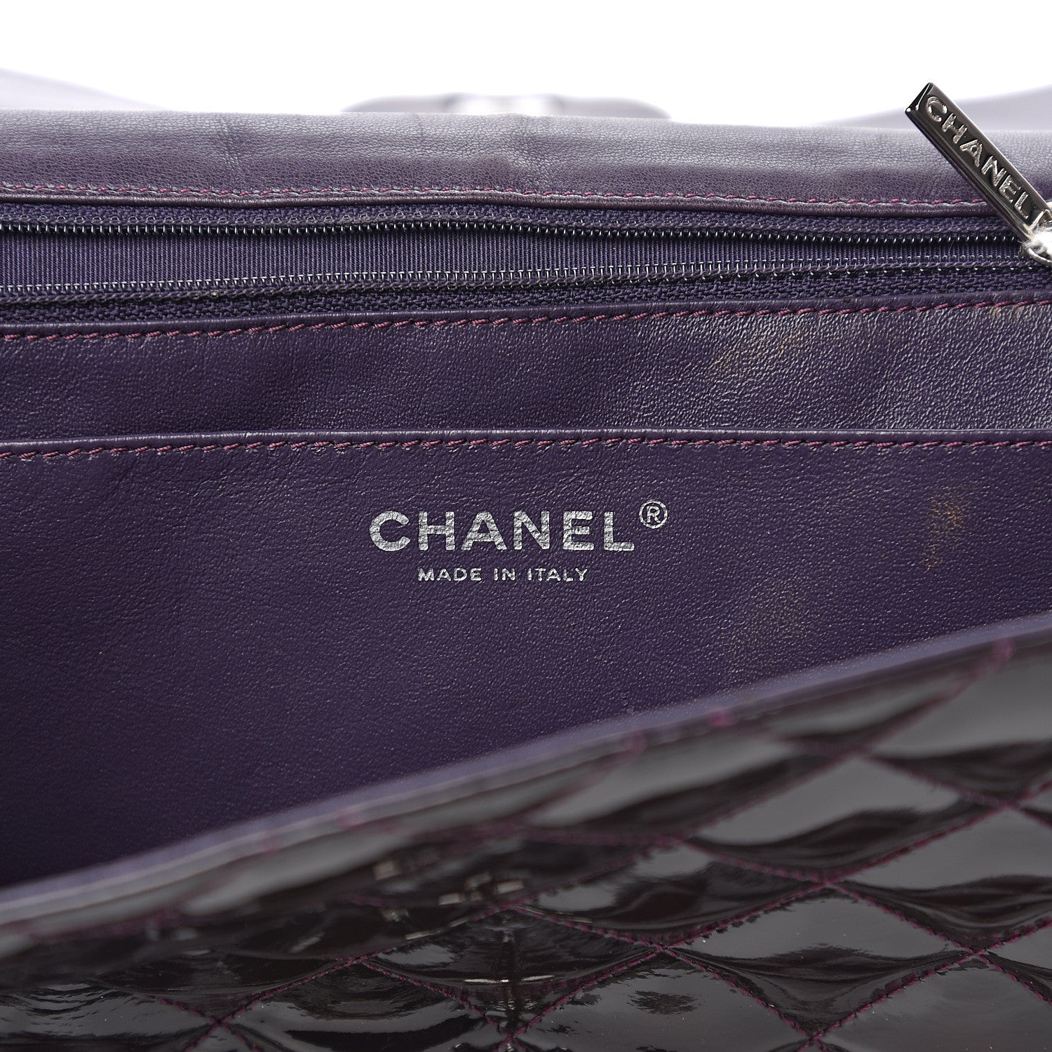 Chanel Patent Quilted Jumbo Single Flap Dark Purple 5 of 17