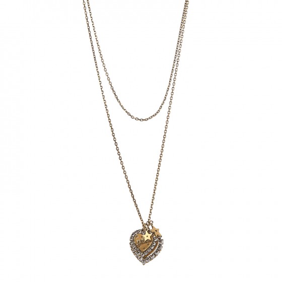 Metal Double Heart J'adior Necklace Aged Gold