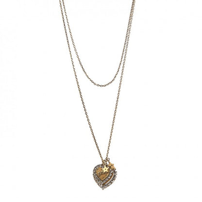 Christian Dior Metal Double Heart J'adior Necklace Aged Gold 1 of 7
